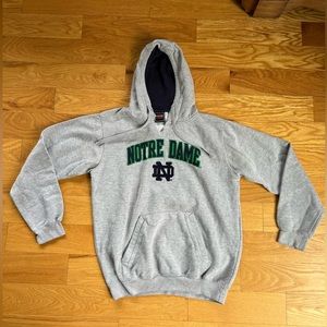 Notre Dame hoodie, cut into V-neck, size large